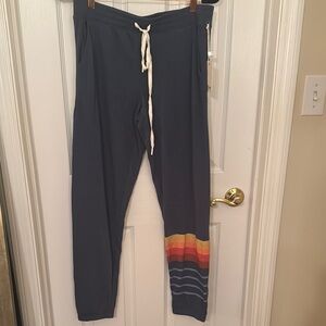 PJ Salvage. Blue Joggers with Rainbow Stripes. Size M. NWT.